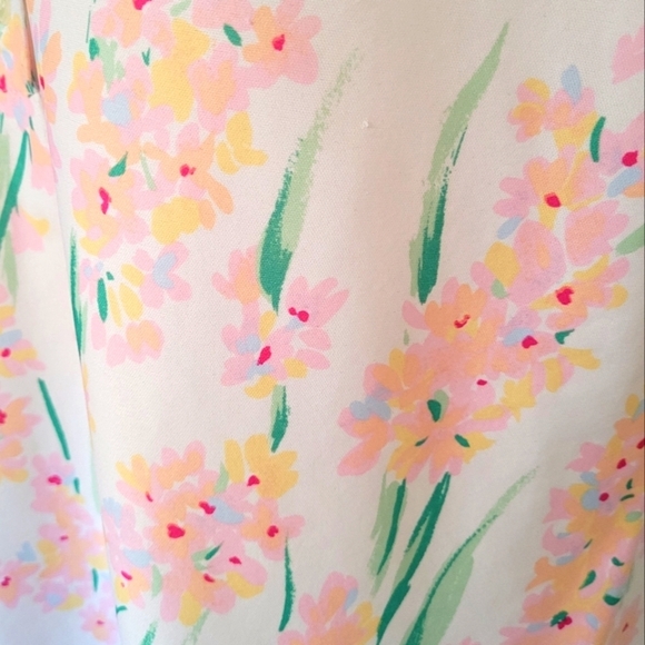 70's Vera Neumann‎ Lady Bug Label Pastel Floral and Stripe Blouse - Picture 6 of 7